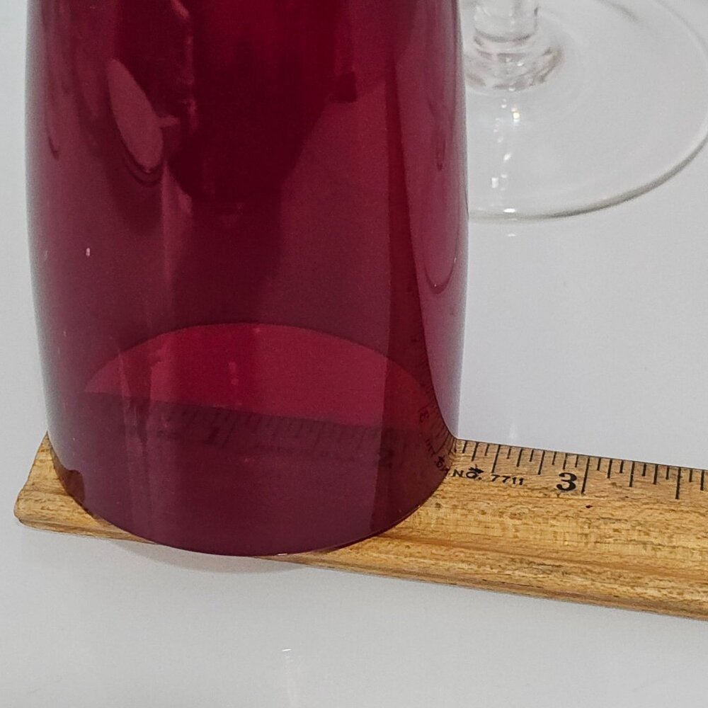 4 Vintage Ruby Red Champagne Flutes Glasses 9.25" crystal 6oz - Picture 5 of 7